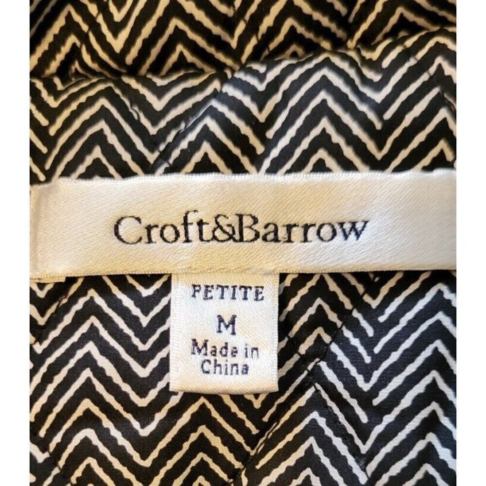 Croft & Barrow Black Chevron Quilted Puffer Vest  Size M Petite - Picture 3 of 3